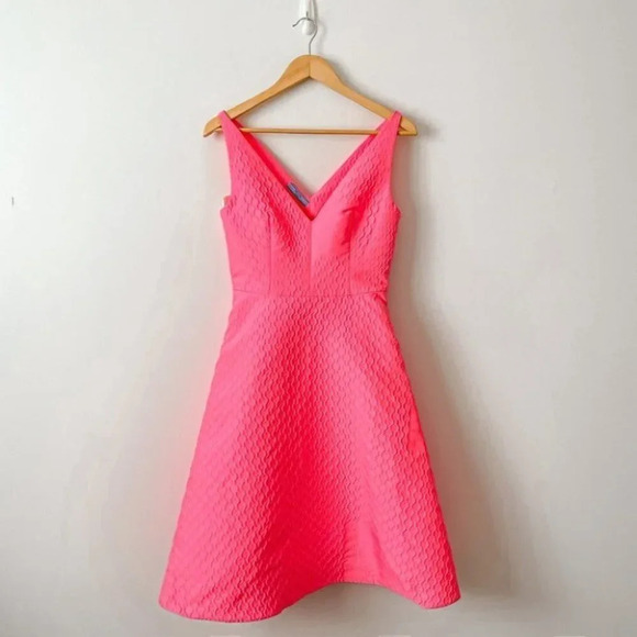 Prada Duchesse Froiss Textured Sleeveless Bright Pink Dress Sz 6 - Picture 4 of 16